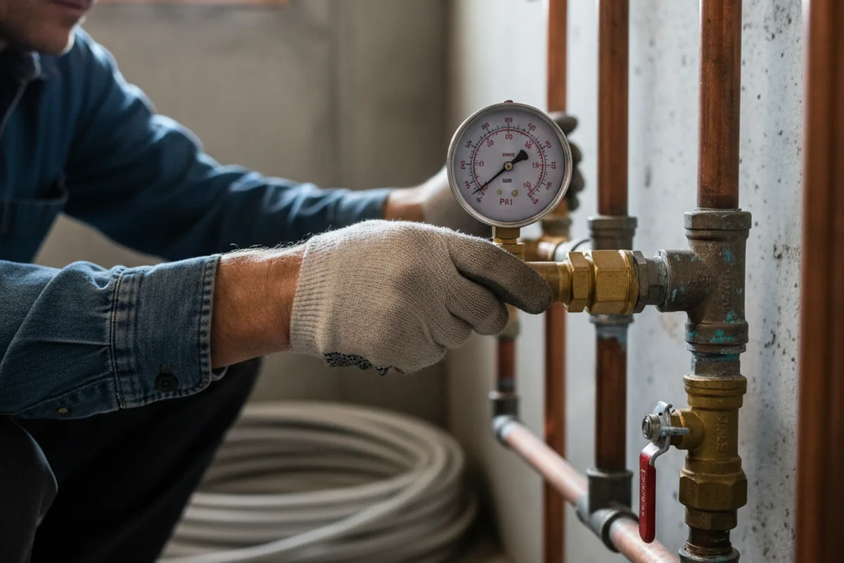 Pressure testing a repaired line during Water Line Repair in Tifton